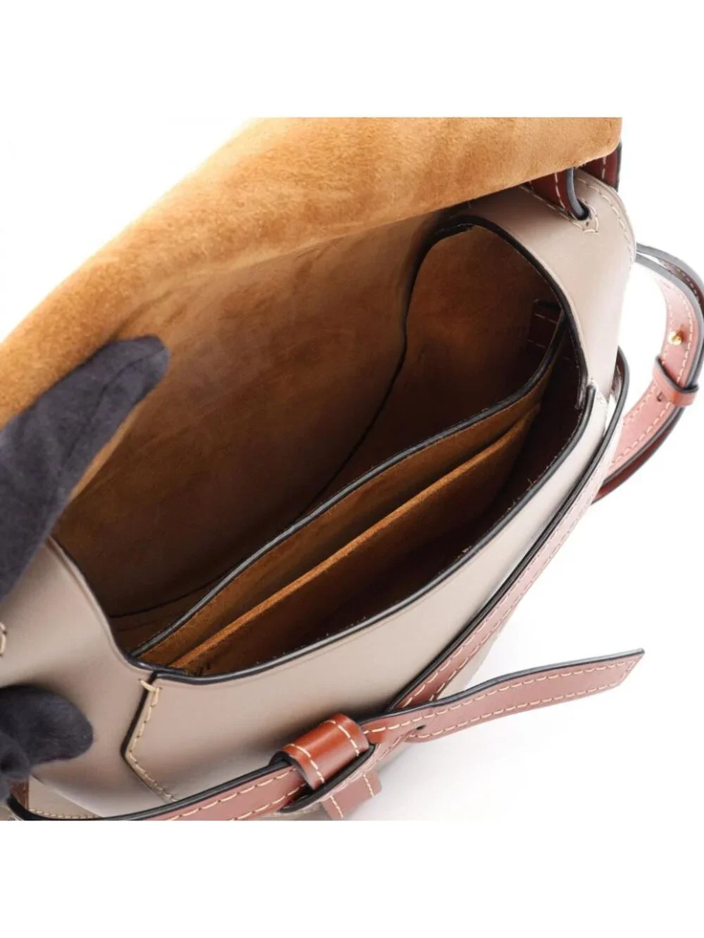 Loewe Shoulder Bag Gate Small Camel Gray Leather